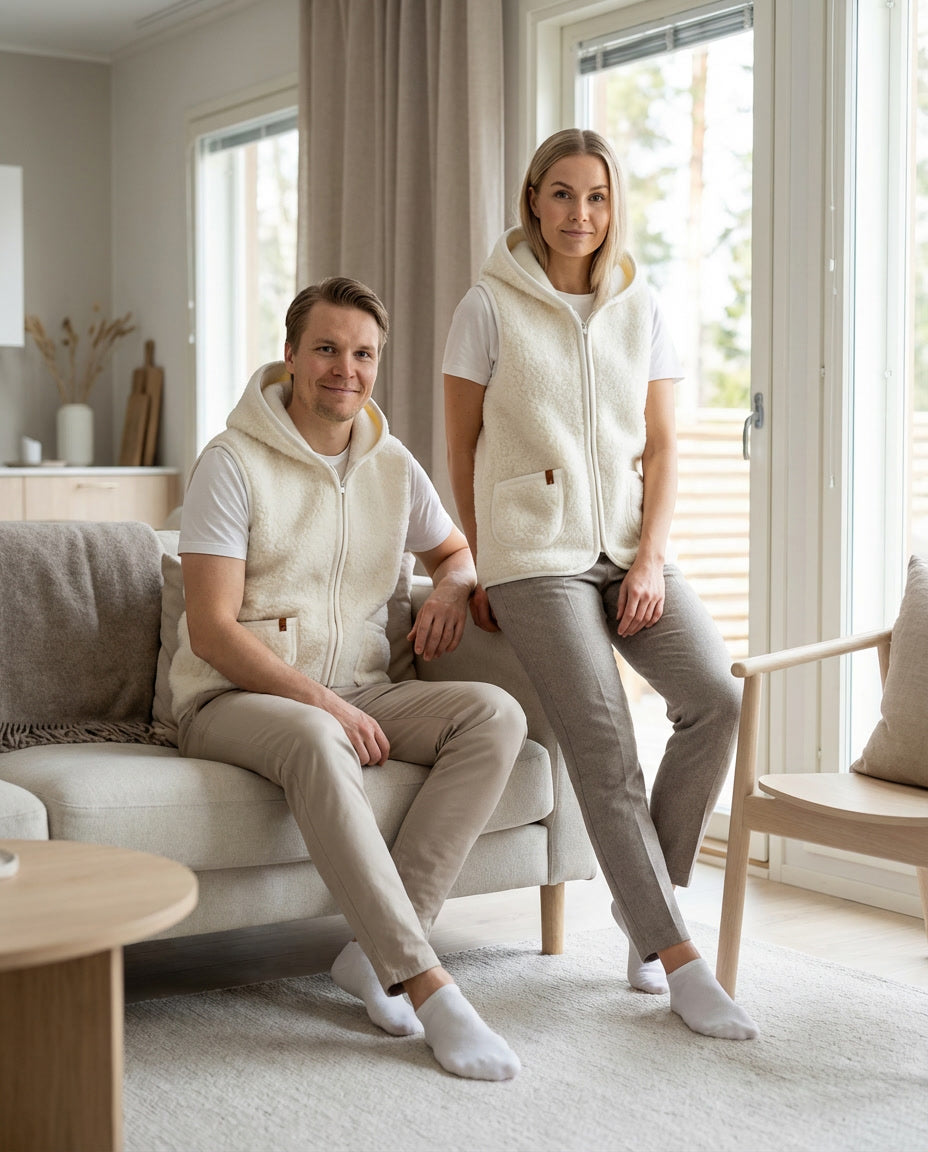 BääBää®️ Fluffi Lampaanvilla Fleece Huppari Valkoinen